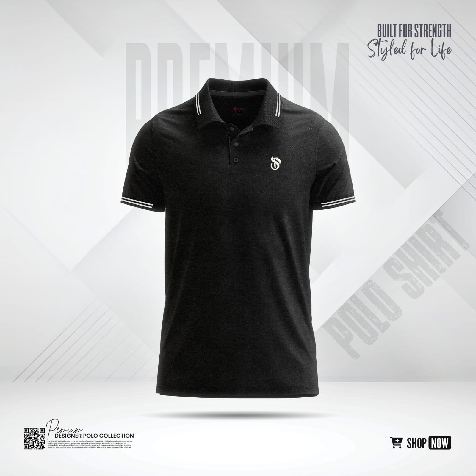Pique Melange Fabric Polo Dark Ash Color