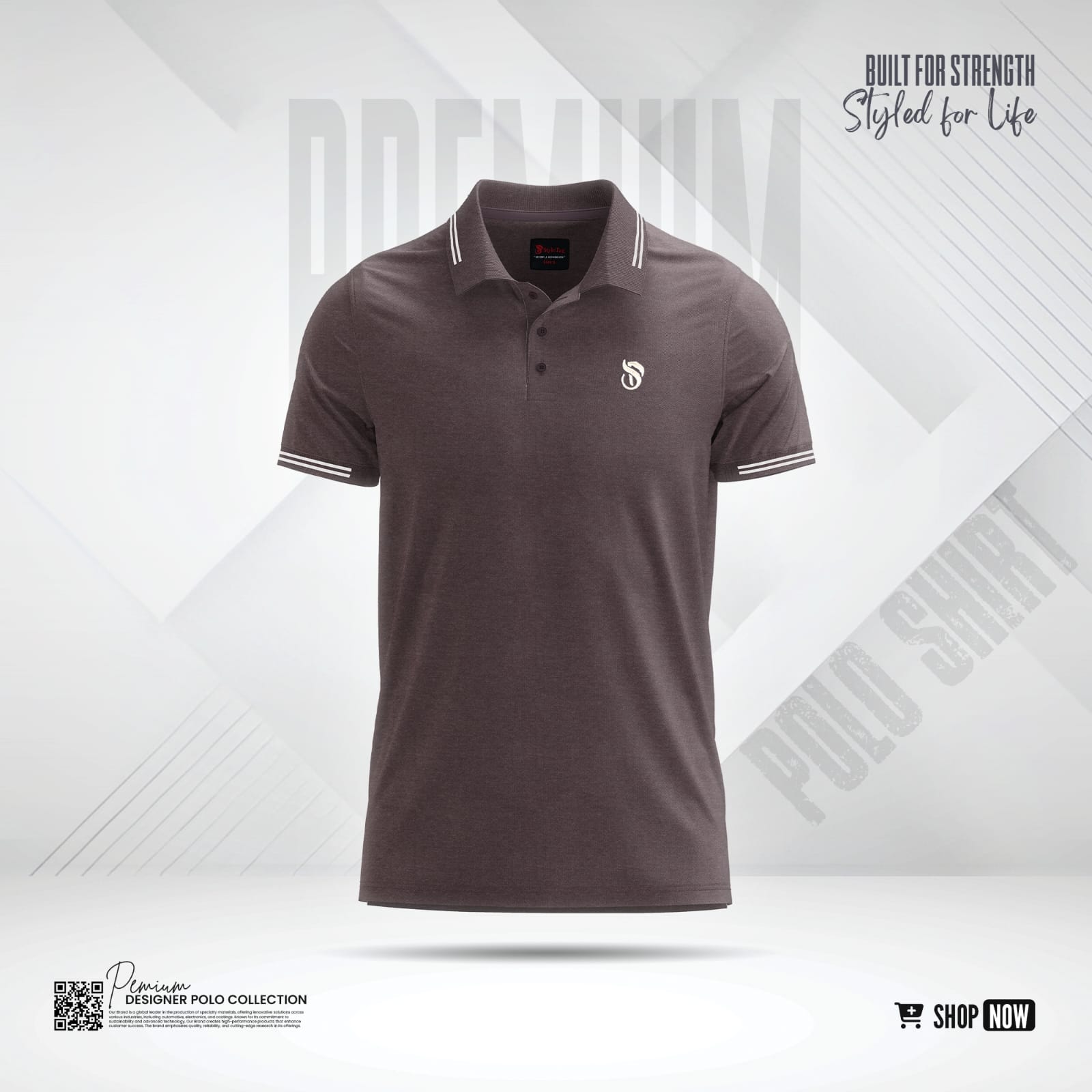 Pique Melange Fabric Polo Maroon Color