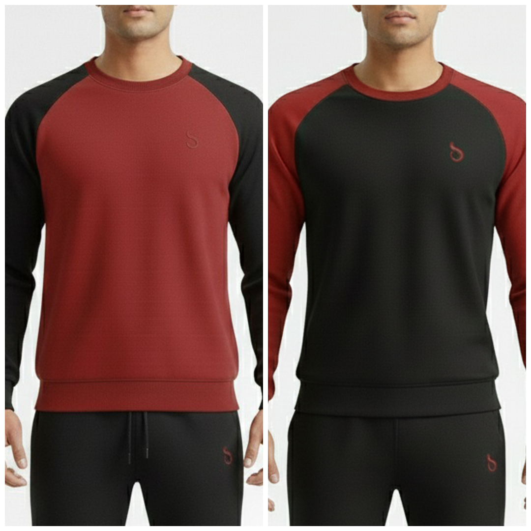 Sweatshirt Black & Maroon Contrast Combo TS-202,203